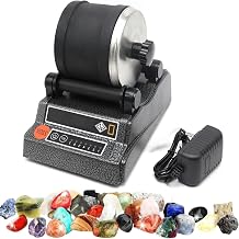 Jewelry Tumbler Polisher, Jewelry Polisher Tumbler Machine Mini with LCD Display, 9 Speed Motor and 9 Day Timer, Rough Gemstone Gritz Complete Science Hobby Kit