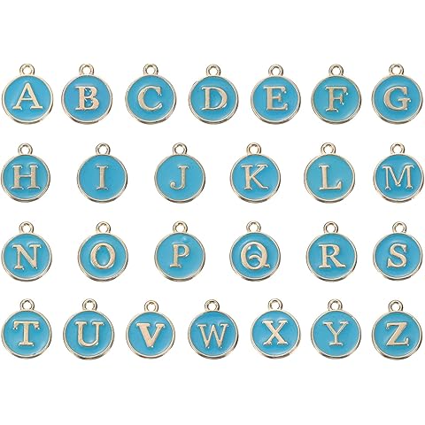 MECCANIXITY Alphabet Enamel Letter Charm Jewelry Charm Enamel Initial Pendant for DIY, Jewelry Making, Bracelet, Craft