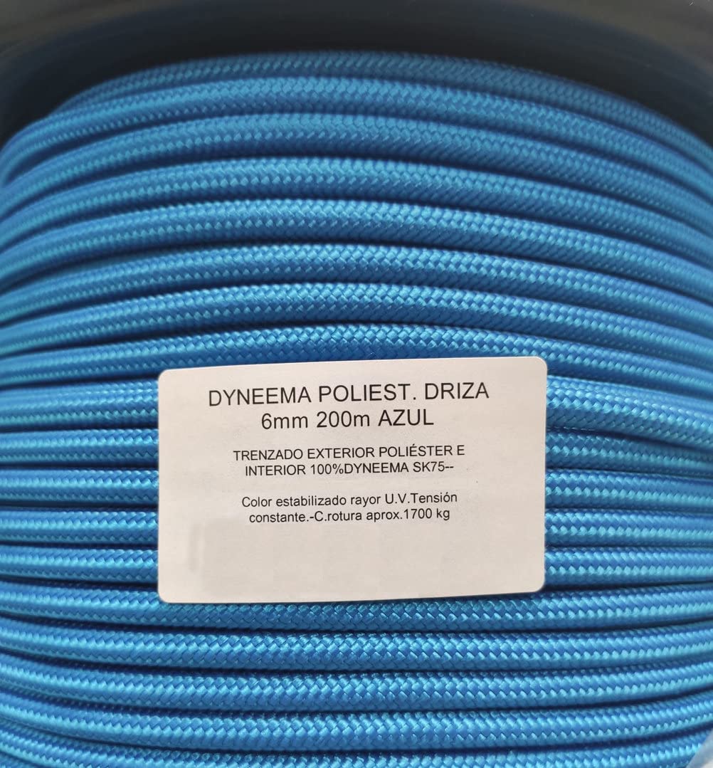 Cuerda Dyneema 6mm Ø para tensar la Red de Tenis Pista Doble y para la Red de Voleibol. 14 m. Mas Fuerte Que el Acero