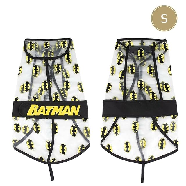 Foto 2 de 3 de Impermeable con Cinturón Ajustable de Batman para Perros - Color Negro y Amarillo - Talla S