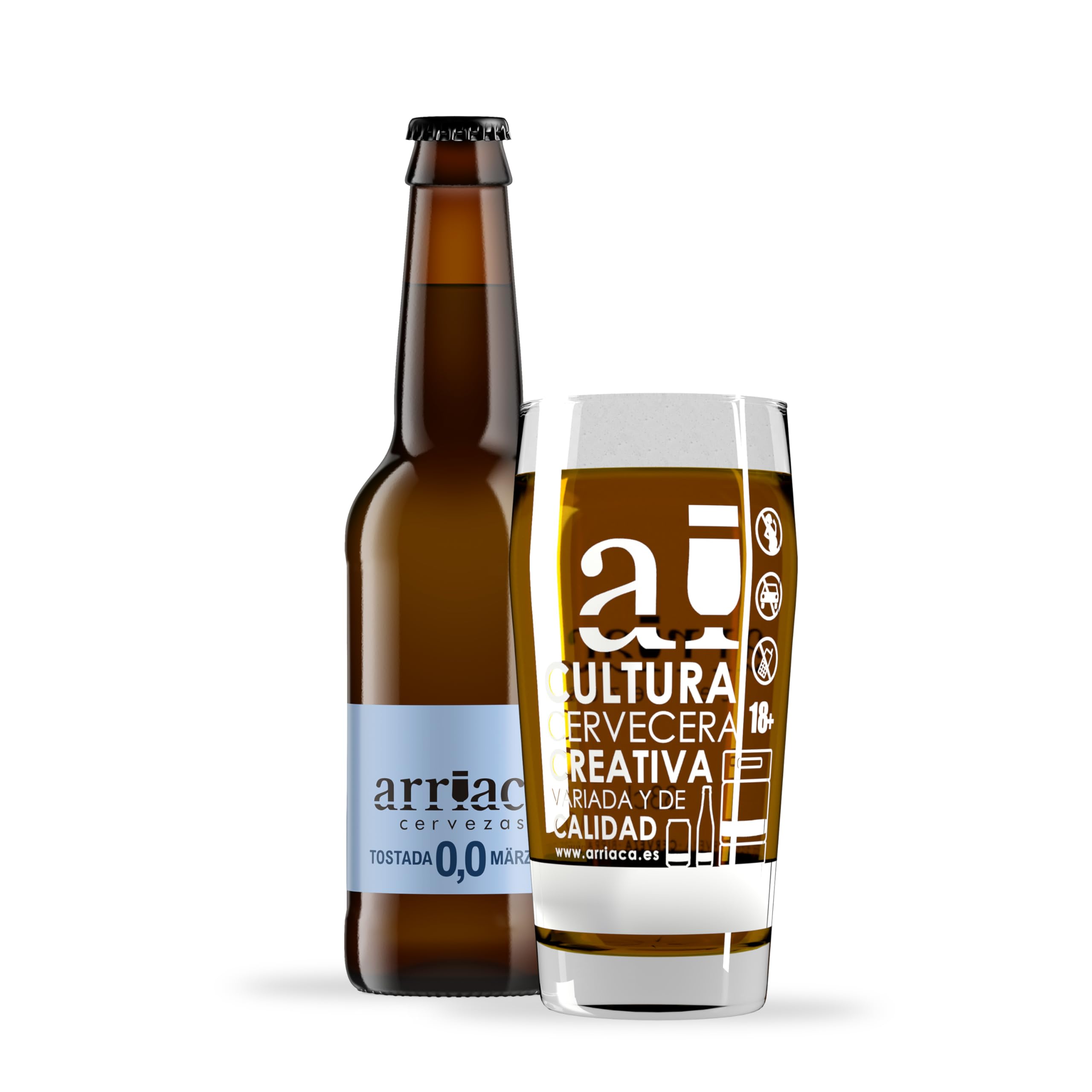 Cerveza Premium Arriaca TOSTADA 0,0 SIN ALCOHOL Y SIN GLUTEN en Pack Fabricación Artesanal (24 Latas 33cl)