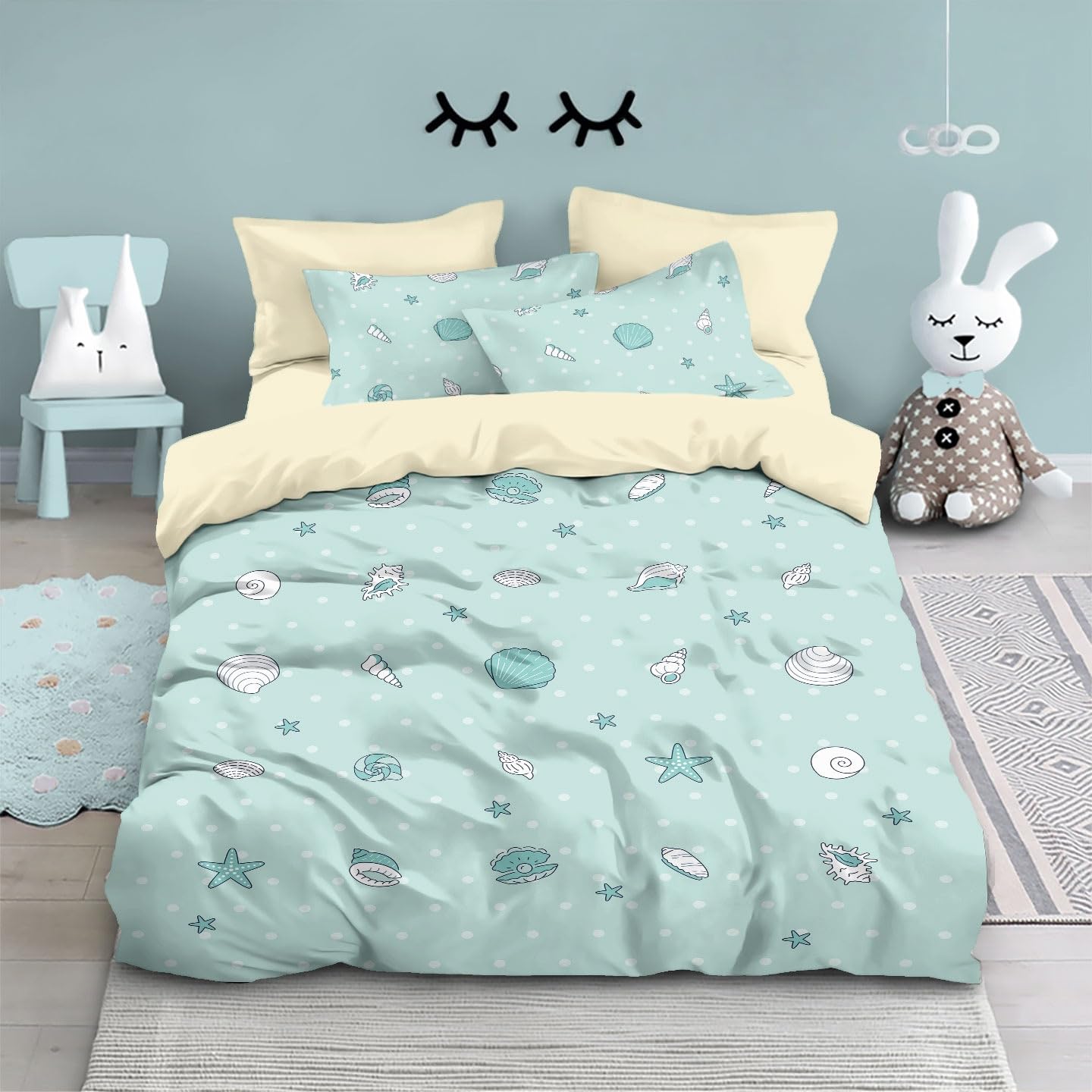 Parure de lit microfibre avec fermeture éclair vie marine 240x260