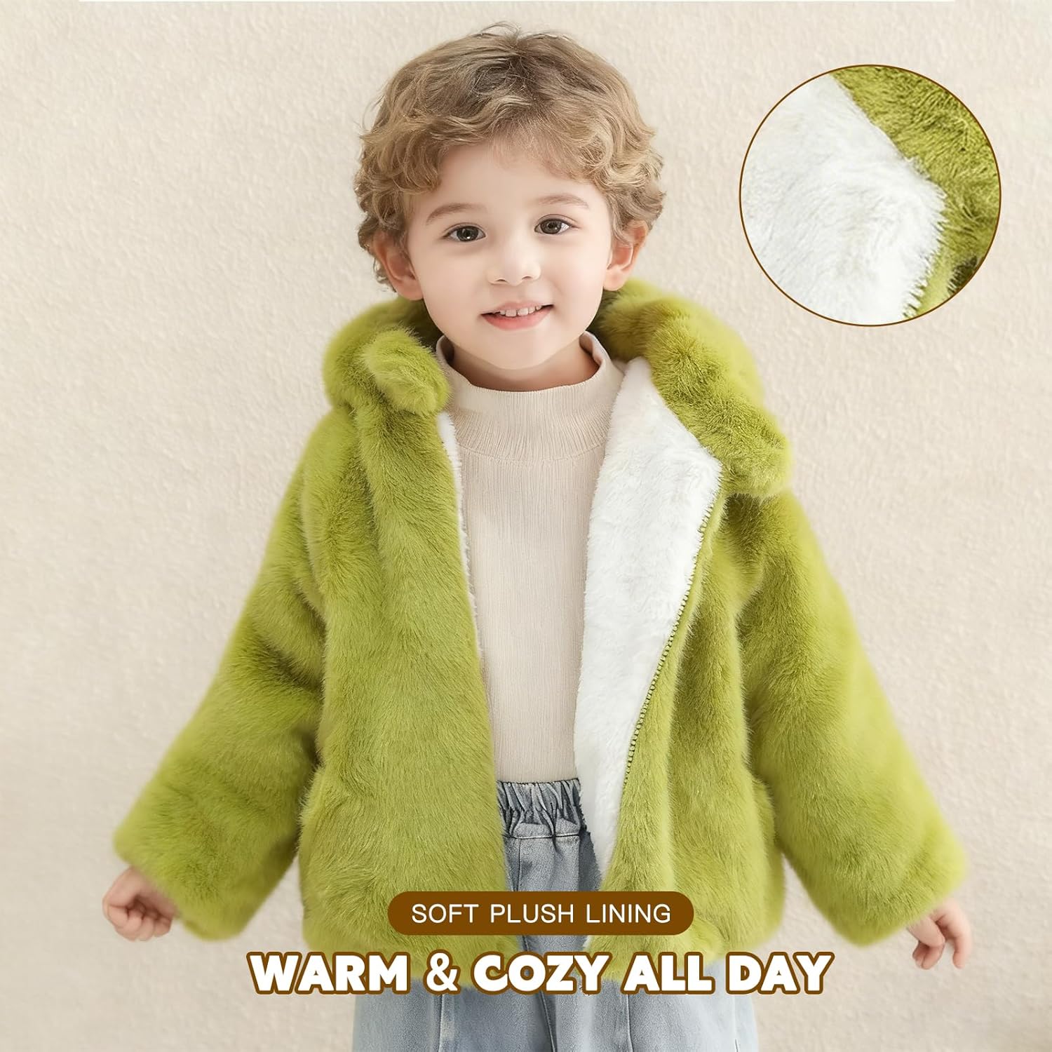 Infant &Toddler Dinosaur Hoodie Jacket – Plush Fleece Winter Coat with 3D Spikes, Zip-Up Costume Outfit for Boys & Girls
