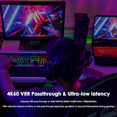 Miniatura 4 de WAVLINK Tarjeta de captura 4K301080p120, hasta 4K60 HDR102560x1440144hz1080p240hz passthrough en PS5, PS4, Xbox Series X y S, Xbox One, en OBS y