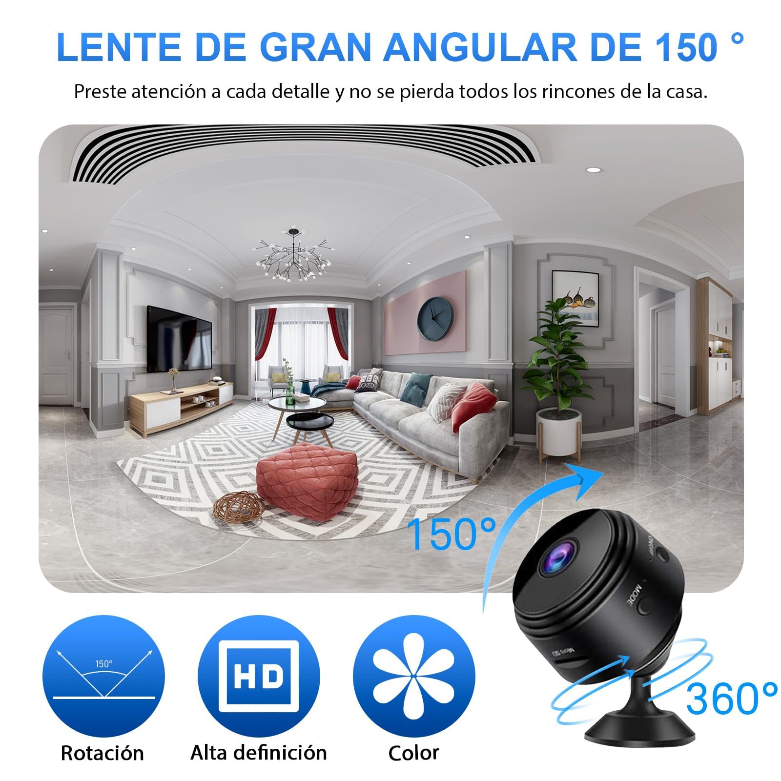 Cámara Espía WiFi Mini 1080p - Oculta, Con Detección De Movimiento Y Visión Nocturna, Para Interior/Exterior, Audio Incluido