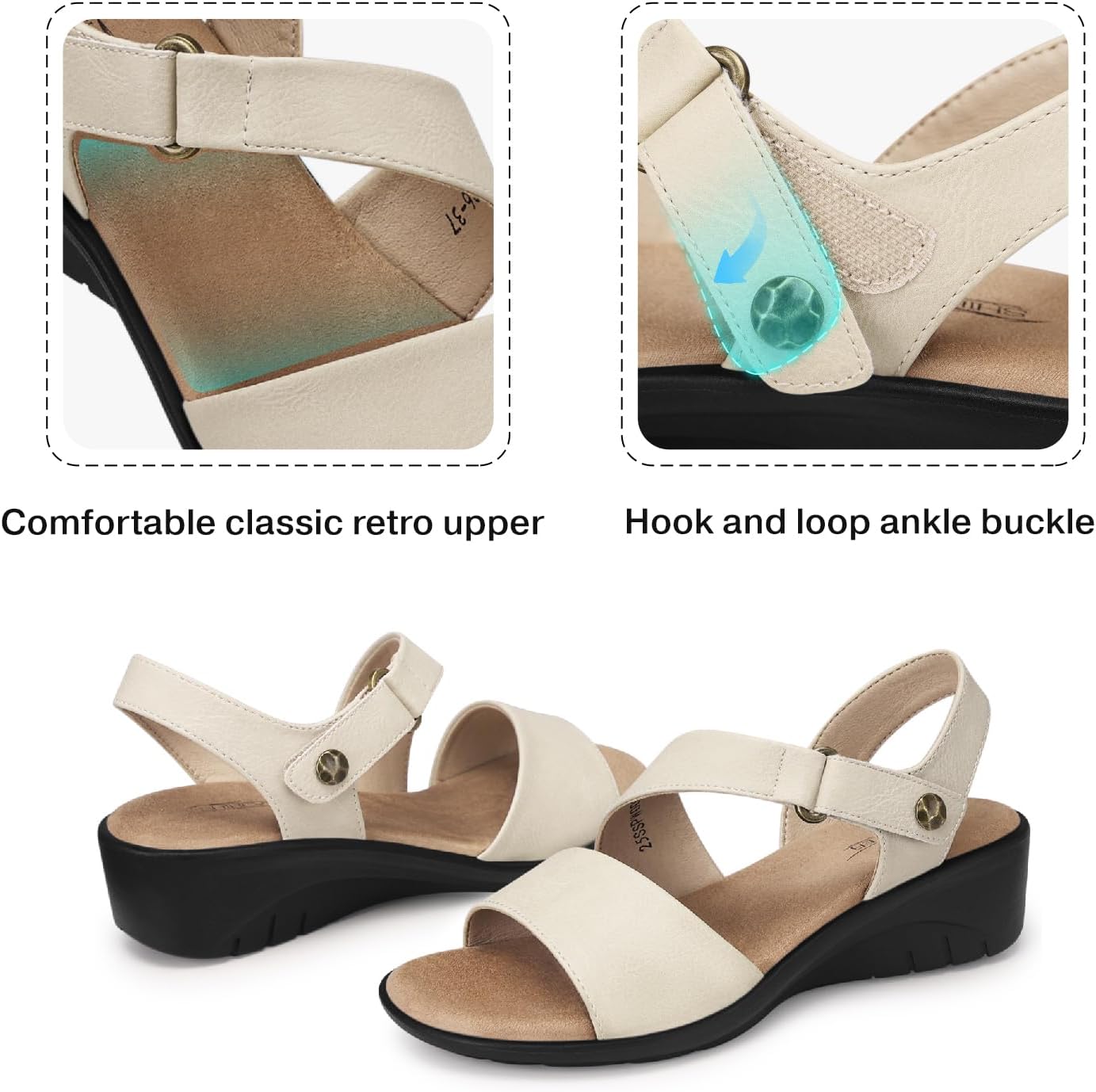 SHIBEVER Women's Low Wedge Heel Sandals Dressy Summer Comfortable Ankle Strap Sandals Open Toe Causal Platform Shoes - Image 4