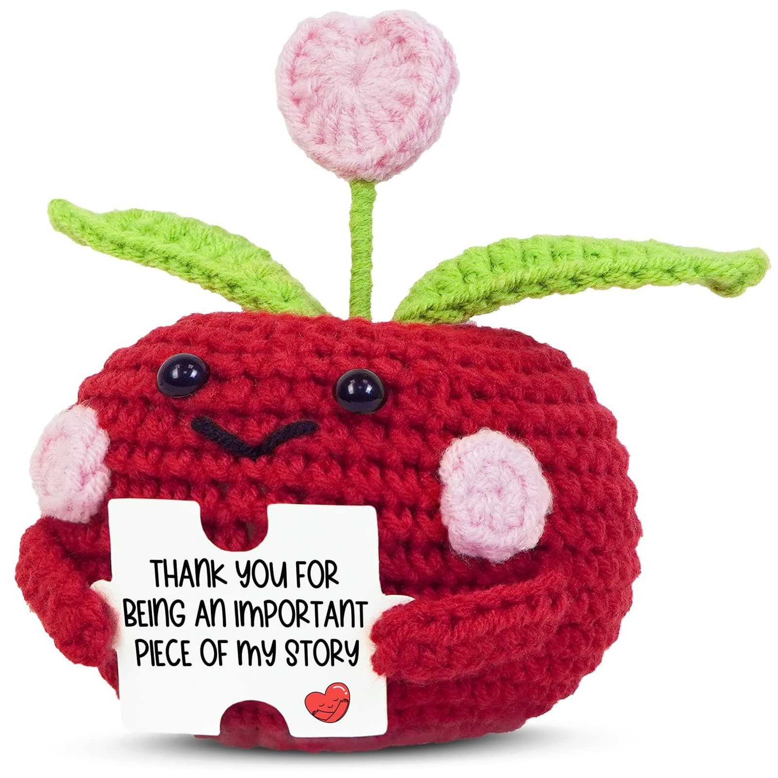 Yunvisty Teacher Appreciation Gifts for Women Mini Positive Apple Crochet with Card Appreciation Thank You Teachers Day Birthday Graduation Retirement School Gifts for Teachers Students Women