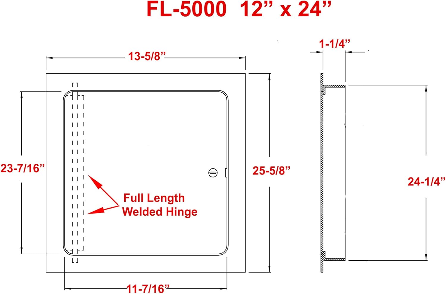 Size 12 x 24 Color White Premier Access Doors 5000 Series Commercial Grade Steel Access Door, 12 x 24 Flush Universal Mount, White (Screwdriver Latch)