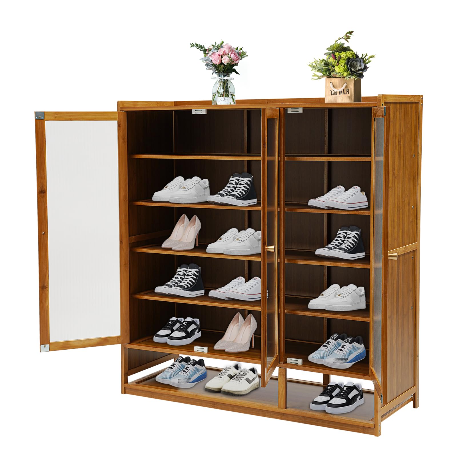 7-Tier Shoe Cabinet, Bamboo Shoe Storage, Modern Shoe Organizer, 23.22×12.59×37.4inInches, Large Capacity Ventilated Design, Eco-Friendly Bamboo