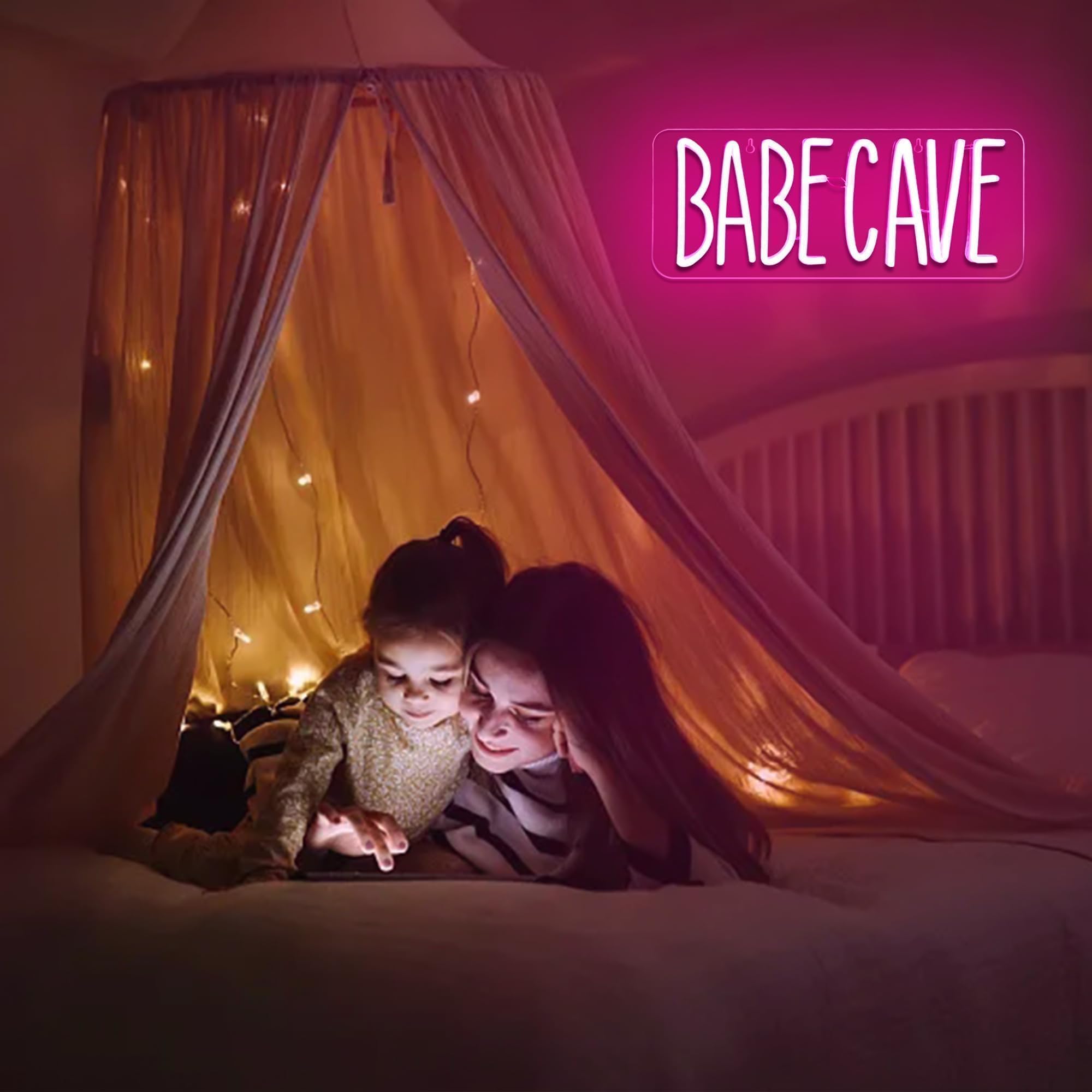 ATTNEON Babe Cave Neon Sign for Baby Room Wall Decor,Pink LED Sign