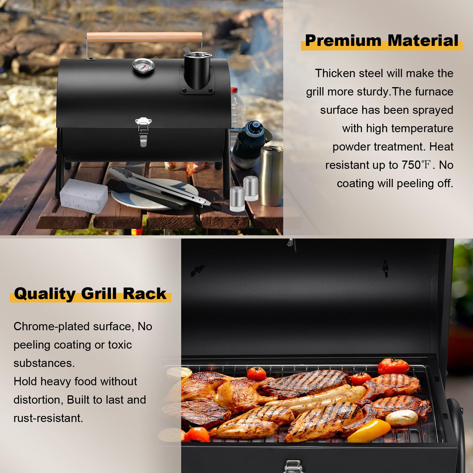 Barbecue Portable Charbon De Bois - Ensemble Complet Pour Camping, Rando, Pique-nique - Compact Et Solide