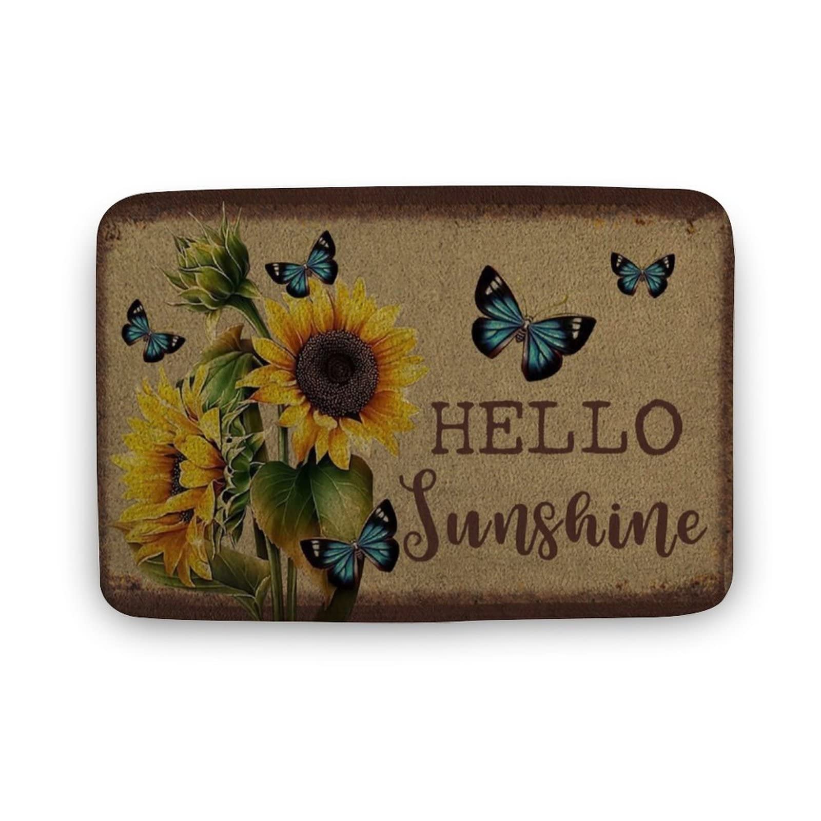 Ensound Sunflower Doormat,Hello Doormat,Outdoor Door Mat,Personalized Doormat,Welcome Doormat,Front Doormat,Indoor Doormat,Front Back Door Mat,Coral Velvet Rug 24X16 Inch