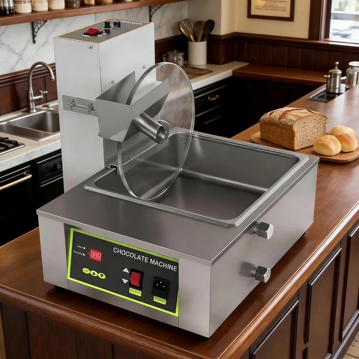 Commercial Chocolate Melting Pot,Fountain & Melting Tempering Machine,with Mixing Wheel,for Home & Professional Use, Fondue Fountain, Melting & Heating Chocolate