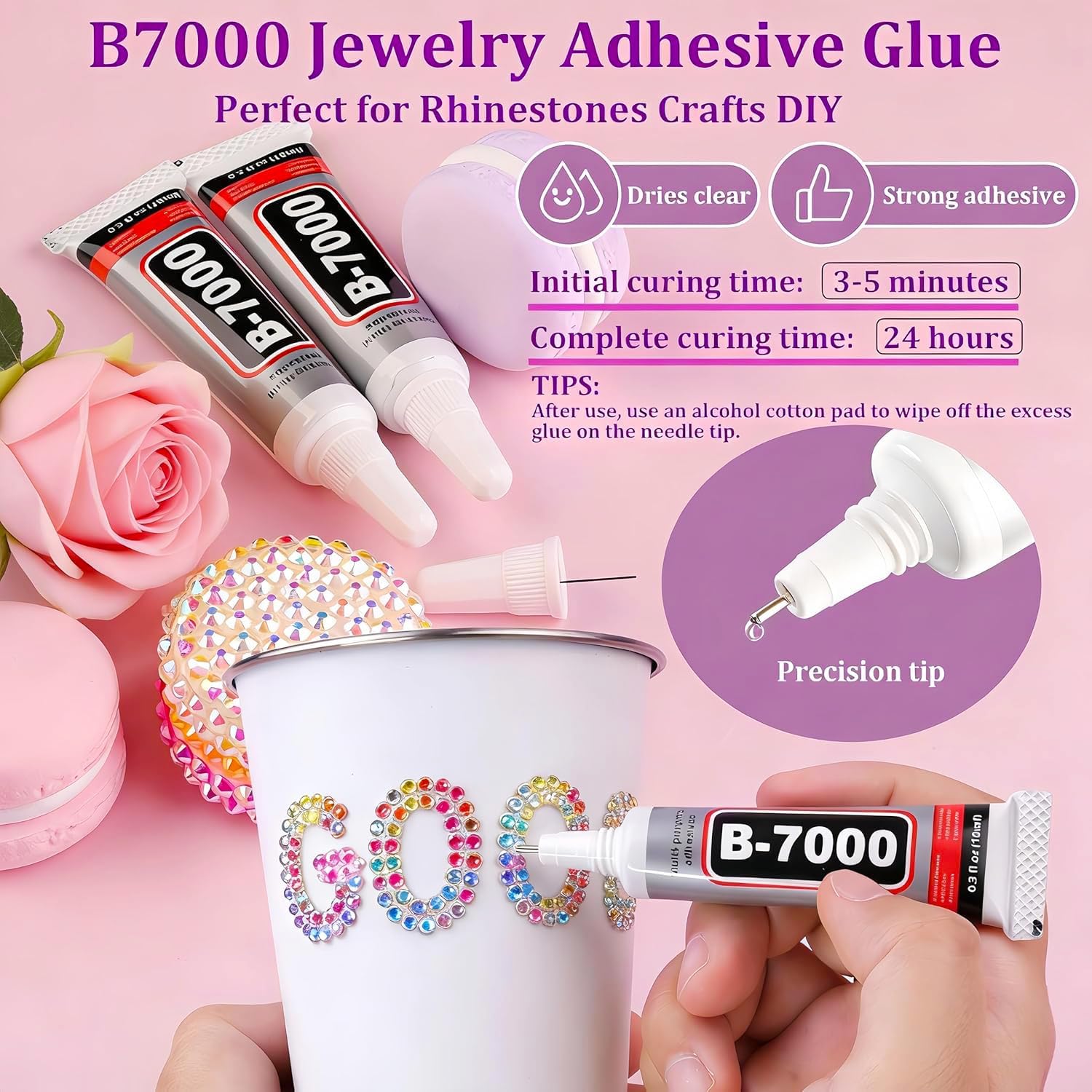 32000Pcs Rhinestones for Bedazzling,Multicolor 3mm Flatback Gems for Diamond Art, Bedazzler Kit with 3Pcs 10ml B7000 Jewelry Glue for Nail Art Crafting Book Makeup (3mm, 40 Colors)