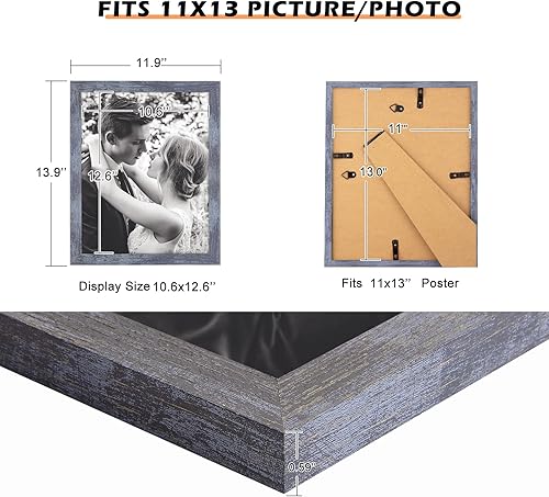 Vista 369 de Marco gris rústico de 18 x 24 pulgadas, marco para póster de 18 x 24 pulgadas, color gris envejecido, grande, retro, natural, 24 x 18 pulgadas