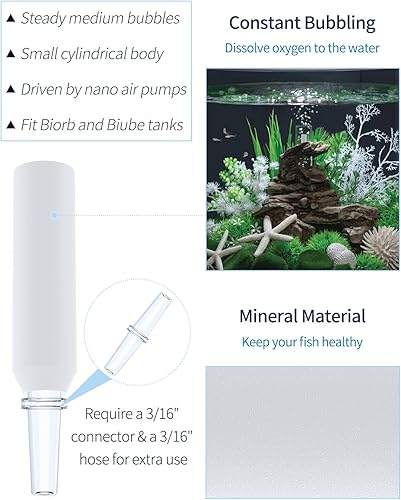 Miniatura 4 de Pawfly Acuario - Burbujeador de piedra de aire de repuesto para acuario para tanque de flujo de tubo clásico específico y Life Fish Tanks Mini