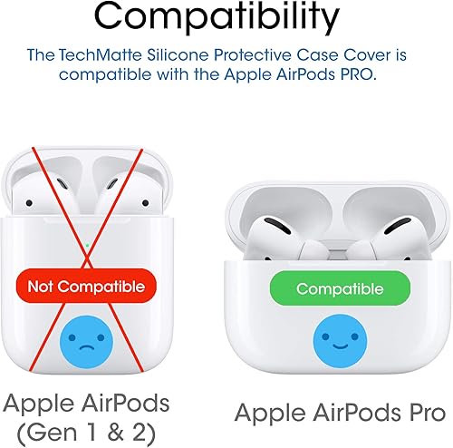 Miniatura 2 de TechMatte Funda protectora de silicona compatible con Apple AirPods Pro Case 2019 (negro)