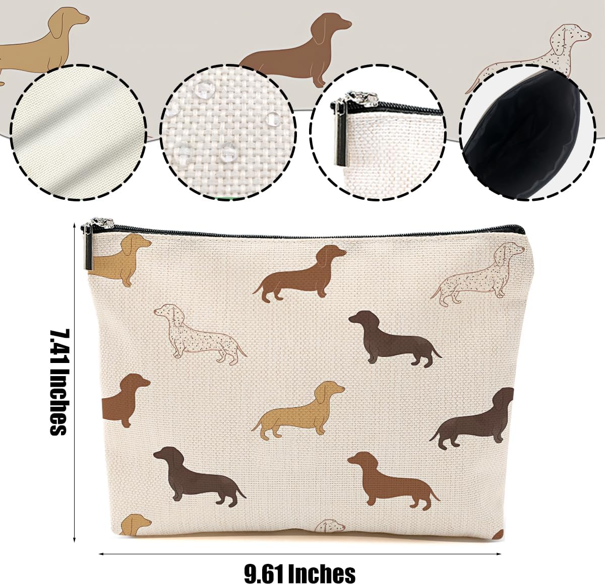 Dachshund Gifts Makeup Bag Sausage Dog Cosmetic Bag Weiner Dog Gifts for Women Girls Friend Dog Lovers Niece Daughter Travel Organizer Zipper Pouch Graduation Birthday Friendship Gifts - Image 2