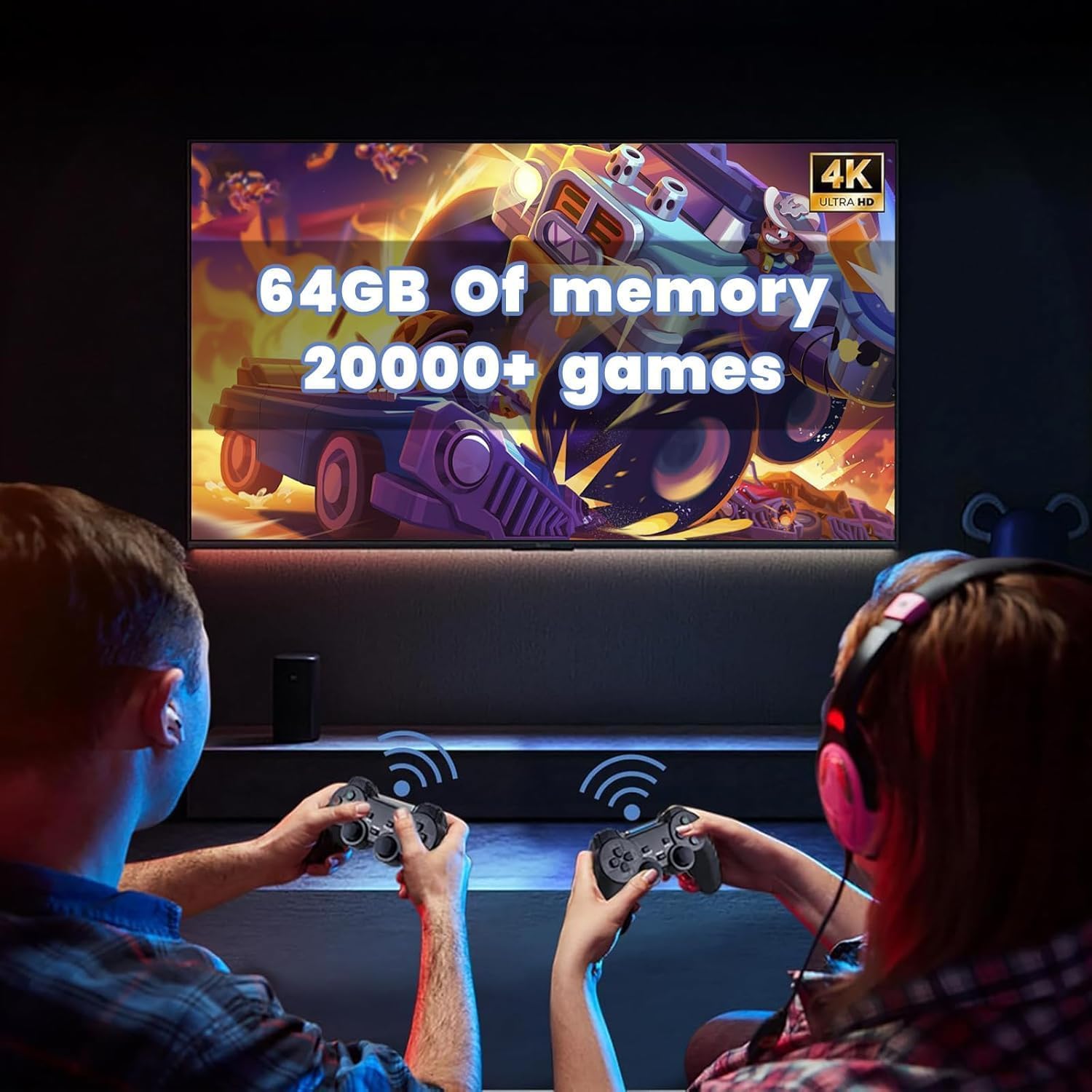 Retro Gaming Stick - Spielekonsole mit 4K HDMI-Ausgang, 64G M8 Videospielkonsole, 20000+ Spiele, 2.4G Wireless Game Controller, TV Videospielmaschin