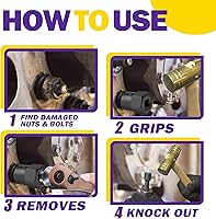 Vista 5 de Kit de extractor de pernos de 5 piezas, resistente, herramienta de extracción de tuercas de impacto de 1/2 pulgada, juego de extractor de tuercas