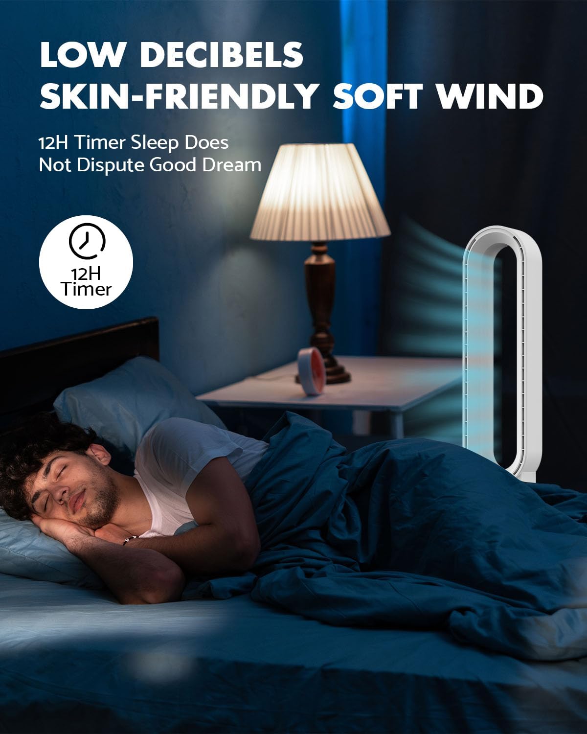 38" Bladeless Fan, Bladeless Tower Fan with Remote, 24 Speeds, 12 Hour Timer, 60°Oscillation, Easy to Clean, Quiet Cooling Fan for Home Office Bedroom (Silver)