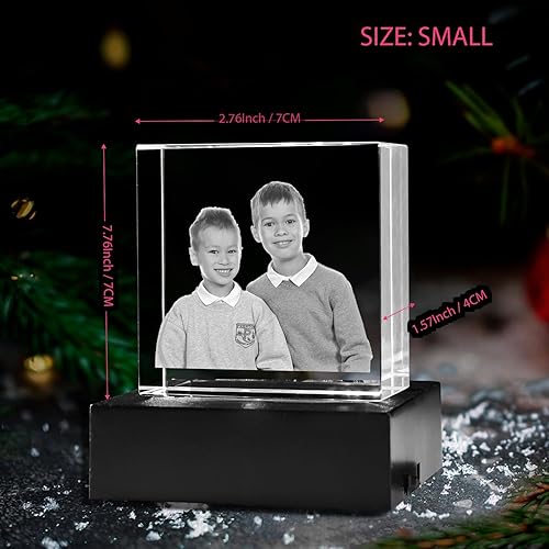 Miniatura 6 de Marco de cristal grabado con fotos cuadradas 3D, regalos personalizados en 3D para tus seres queridos, regalos únicos para bodas, compromisos,