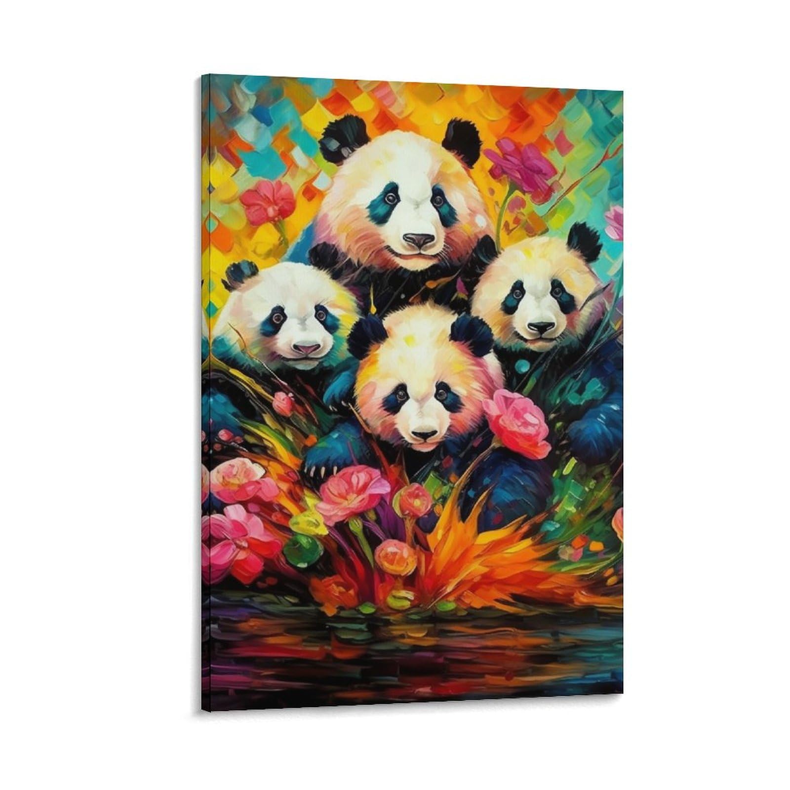 Peinture à l'huile Panda décoration murale salon 30x45cm - 6