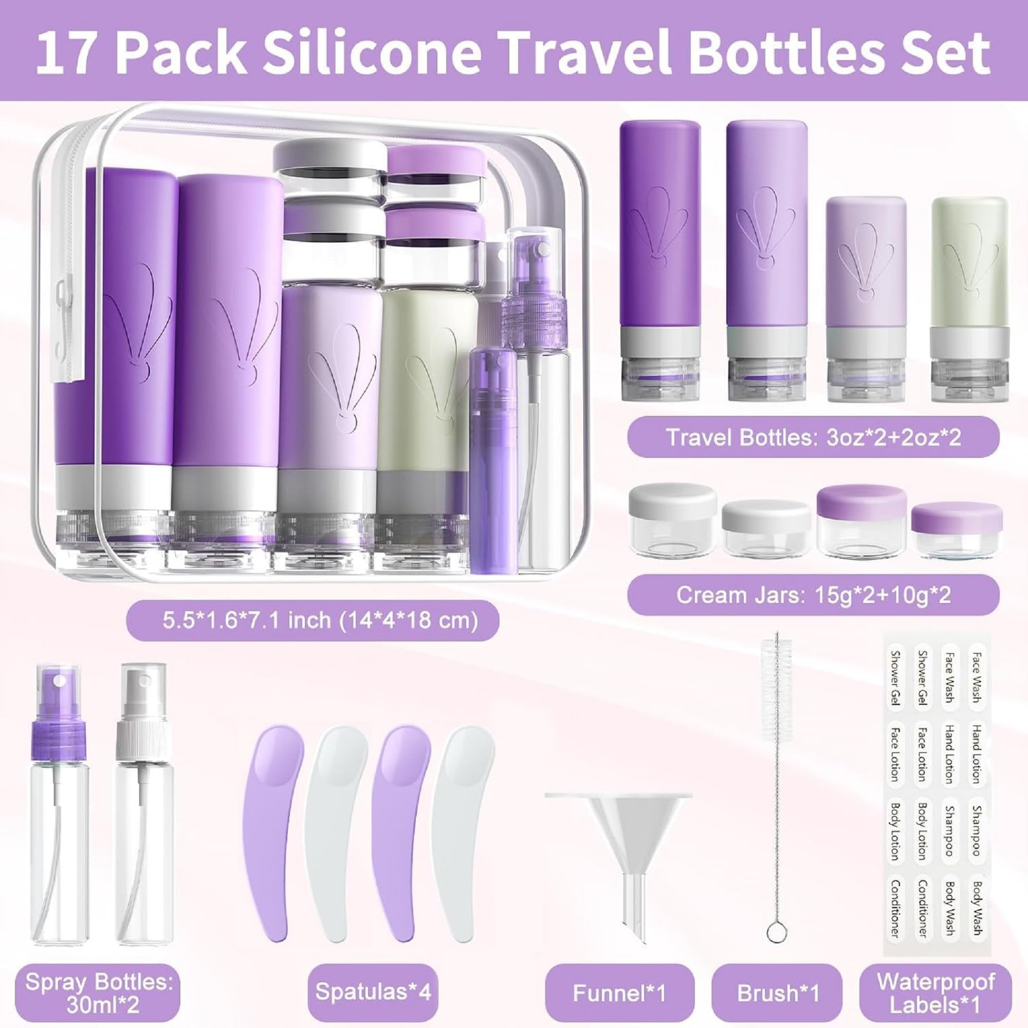 VIVUE Silicone Travel Lotion Bottle for Toiletries Organizer