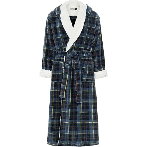 Alexander Del Rossa Plush Mens Robe with Hood, Hooded Big and Tall Robes for Men, Sherpa Fleece Robe for Men