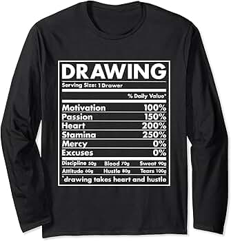 ［draw drawers ］long sleeve Tshirts Amazon.com: Drawer Nutrition Drawing Long Sleeve T-Shirt