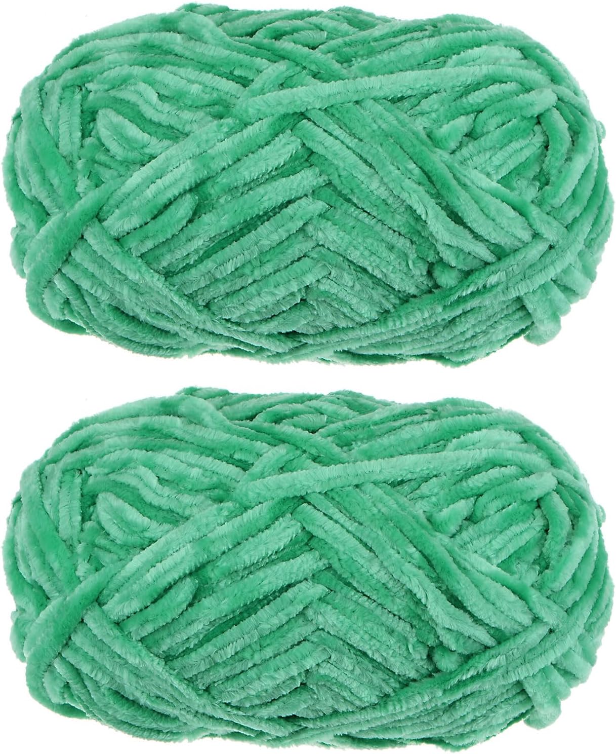 HARFINGTON 2Skeins Velvet Yarn Chenille Yarn 2x100g/7.1oz 174 Yards Total Length #6 Super Bulky Polyester Soft Blanket Yarn for Knitting Bag Scarf, Dark Green