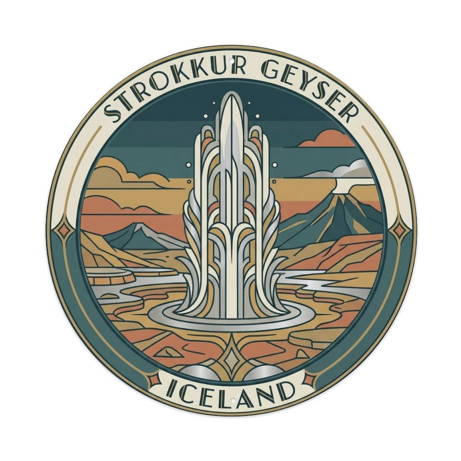 Vintage Travel Strokkur Iceland Fountain Metal Tin Sign