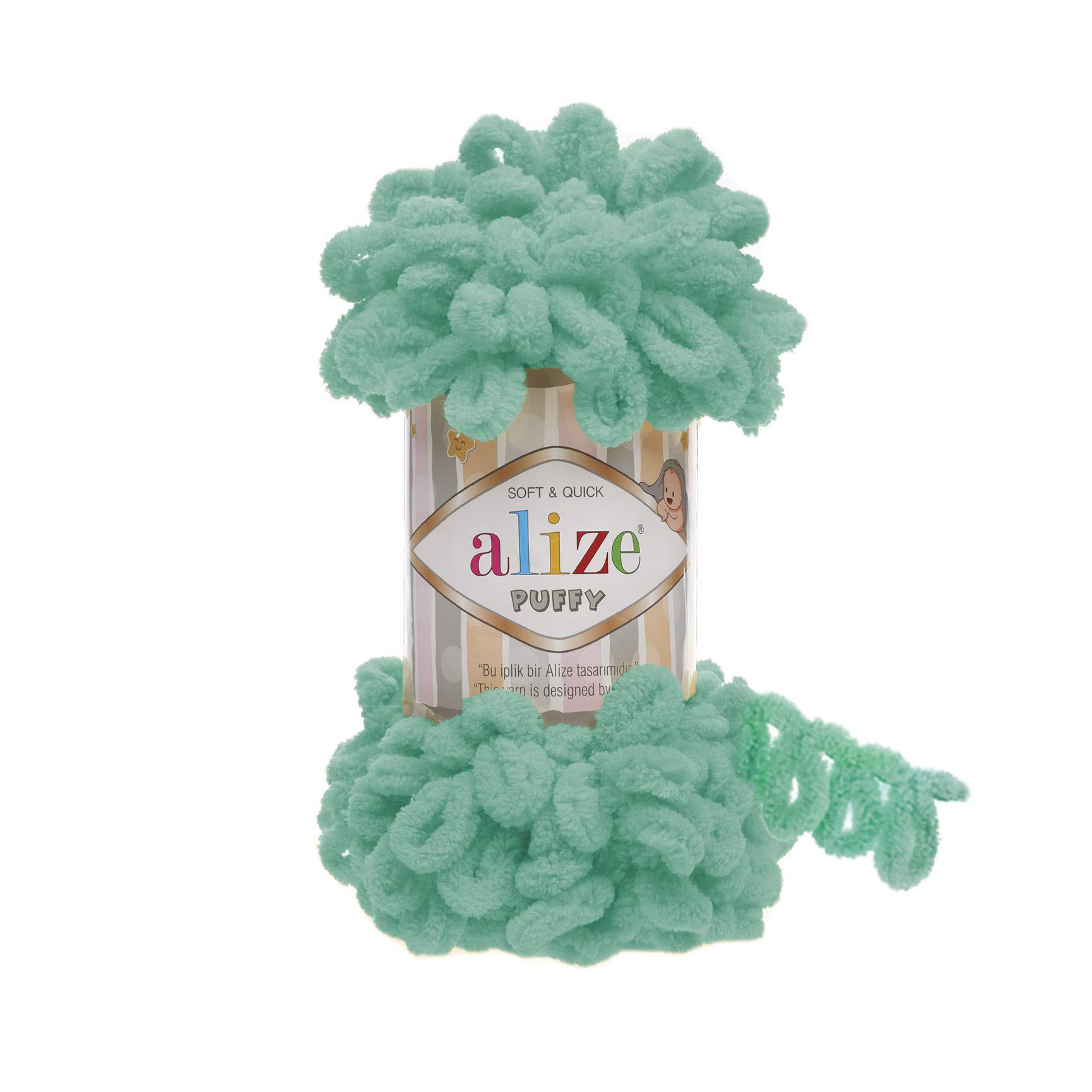Alize Puffy Baby Blanket - Lot of 5 Skeins, 500gr, 50yds, 100% Micropolyester Soft Yarn, Super Chunky Bulky Worested Yarn (490)