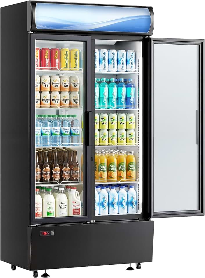 21 Cu.Ft Commercial Display Refrigerator with Double Glass Doors Global Recycled Standard