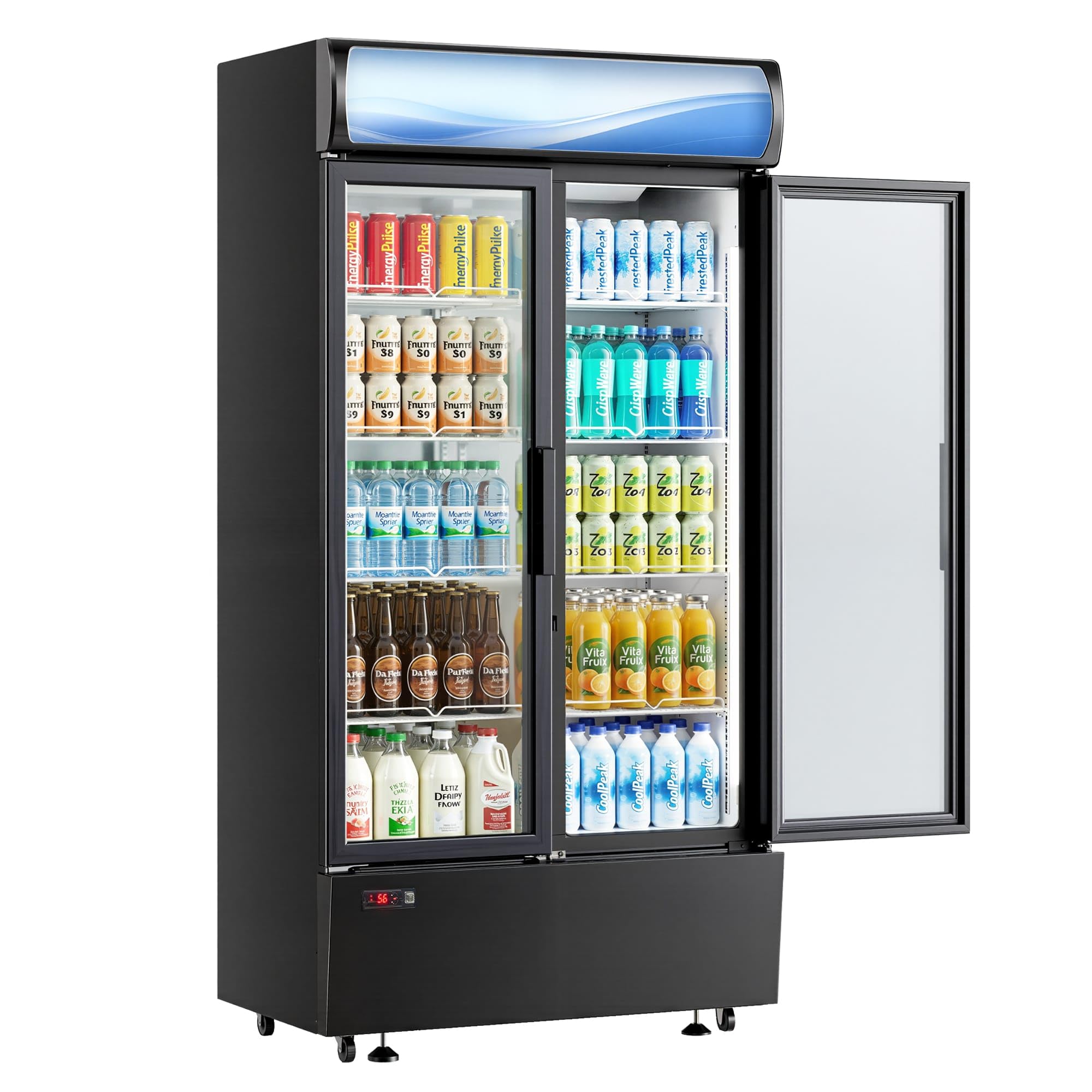 ICEVIVAL 21 cu.ft Commercial Refrigerator, Beverage Refrigerator with Built-in LED Light, 2 Glass Door Drink Display Fridge with Adjustable Shelves, 32-50°F Temperature Control ETL Certified on Fridge.com