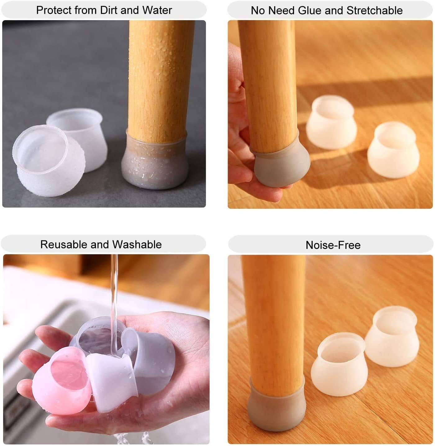 32 Silicone Chair Leg Covers, Round Silicone Leg Covers, Round Footrest