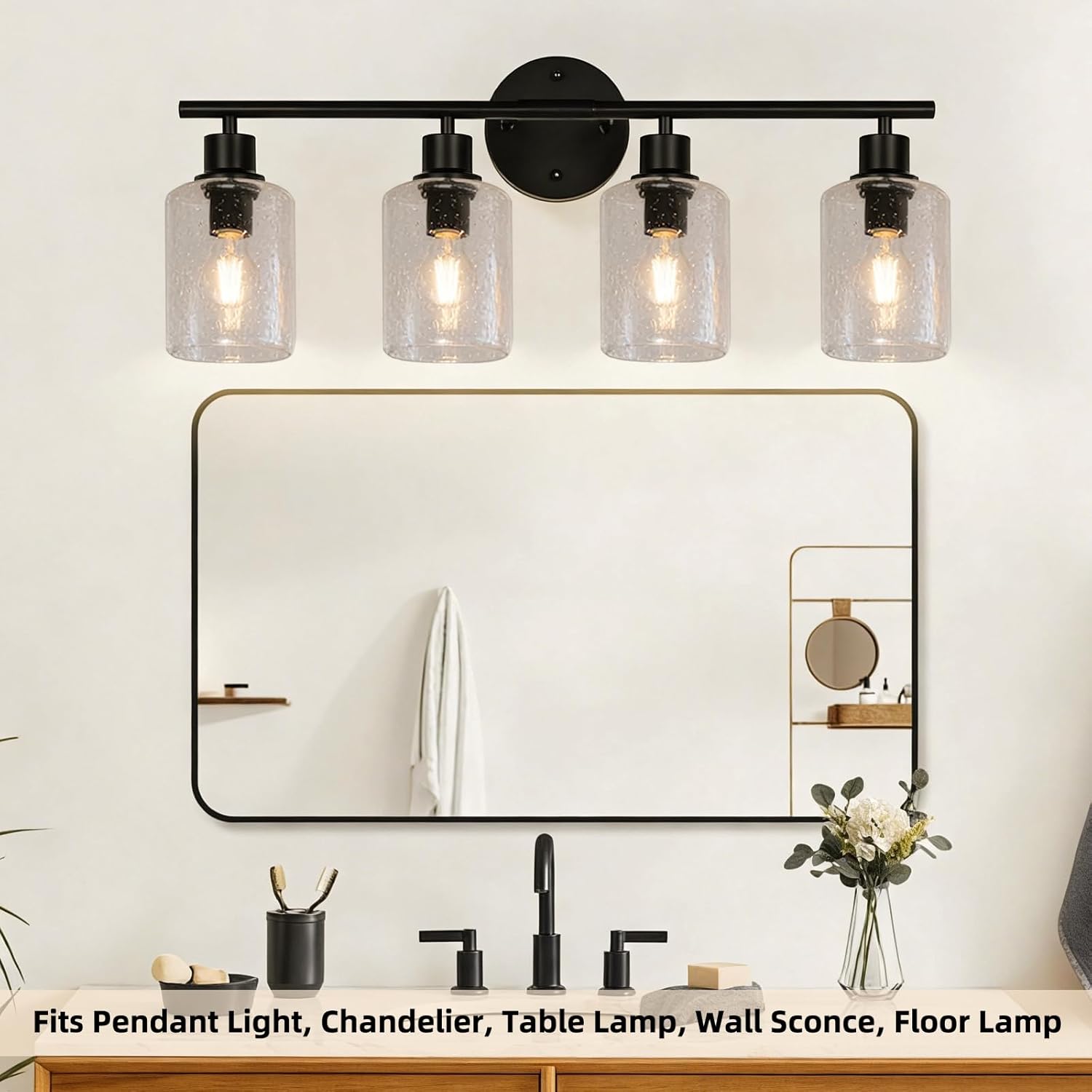 Clear Bubble Seeded Cylinder Glass Lamp Shade 2 Pack, 1-5/8” Fitter, 7” Height x 5” Diameter Replacement Shade for Pendant Light, Chandelier, Table Lamp, Wall Sconce, Floor Lamp