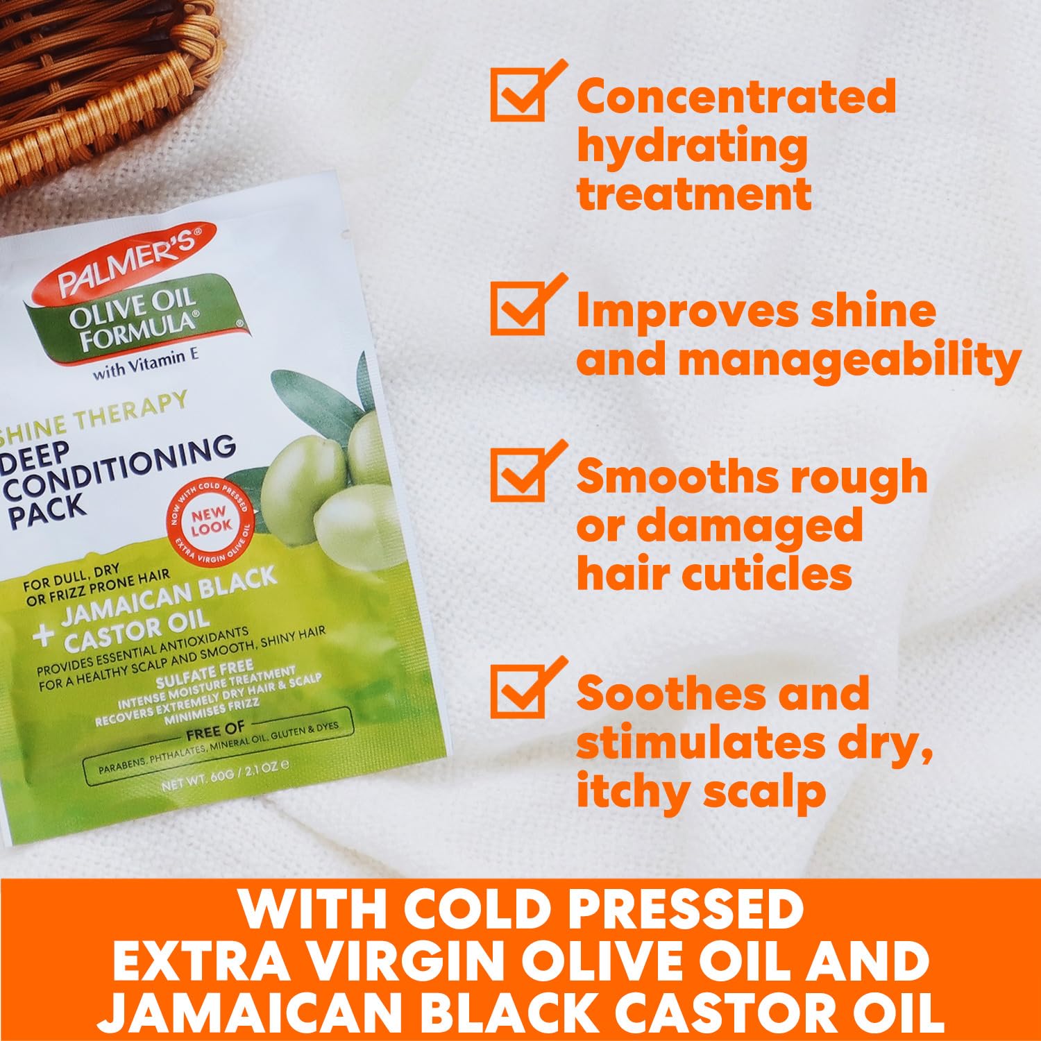 Palmer's Olive Oil Conditioner Pack For Shine, Volume & Balanced Scalp-60Gm (Pack Of 2),1 Count 1