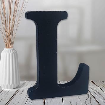 AOCEAN 6 inch Black Wood Letters Unfinished Wood Letter for Wall Decorative Standing Letters Slices Sign Board Decoration for Craft Home Party Projects L