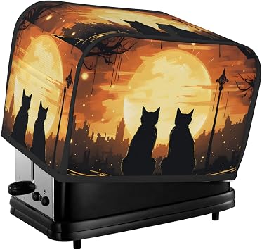 2 Slice Toaster Cover Sunrise Cat Bread Dust Cover Galaxy Landscape Small Appliance Toaster Covers with Pockets Fingerprint Protection Kitchen Decor