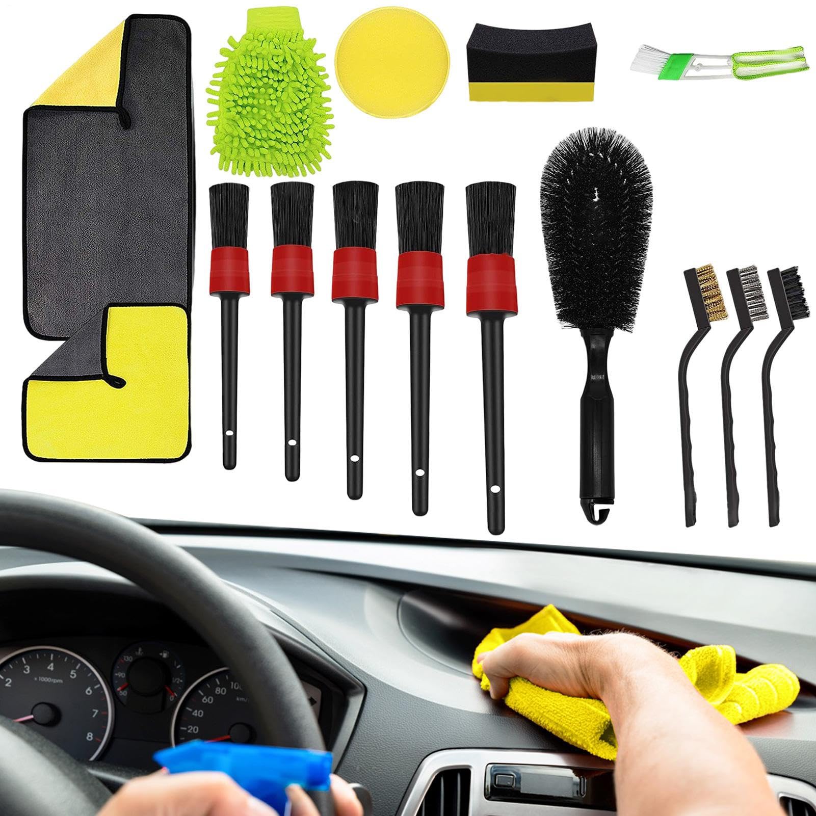 Pinceaux de nettoyage voiture et brosses à serviettes pour détails intérieur habitacle