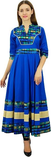 Bimba Women's Short Anarkali Kurti – Orange Cotton, Long Sleeve, Flared Silhouette, 41 Inches Long - View #2