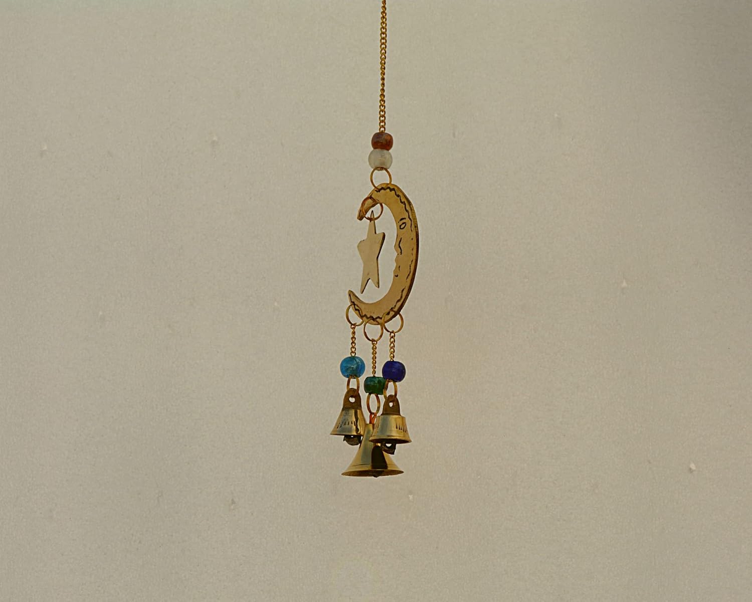 Triquetra Brass Wind Chimes with Bell | Wind Chime Gift for Wicca, Pagan, New Age, Goddess, Pentagram,Chakra, Spirituality | Wind Chimes Brass Bell for Christmas Home Decor (Brass Wind Chimes Style F)