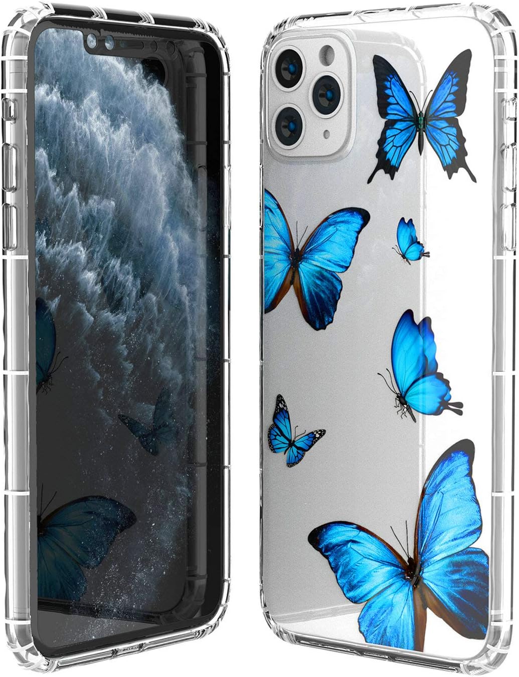 Amazon Com Iphone 12 Pro Max Butterfly Case Domido Transparent Soft Tpu Bumper Women Girls Blue Butterfly Case For Iphone 12 Pro Max 6 7 Blue3 Cell Phones Accessories
