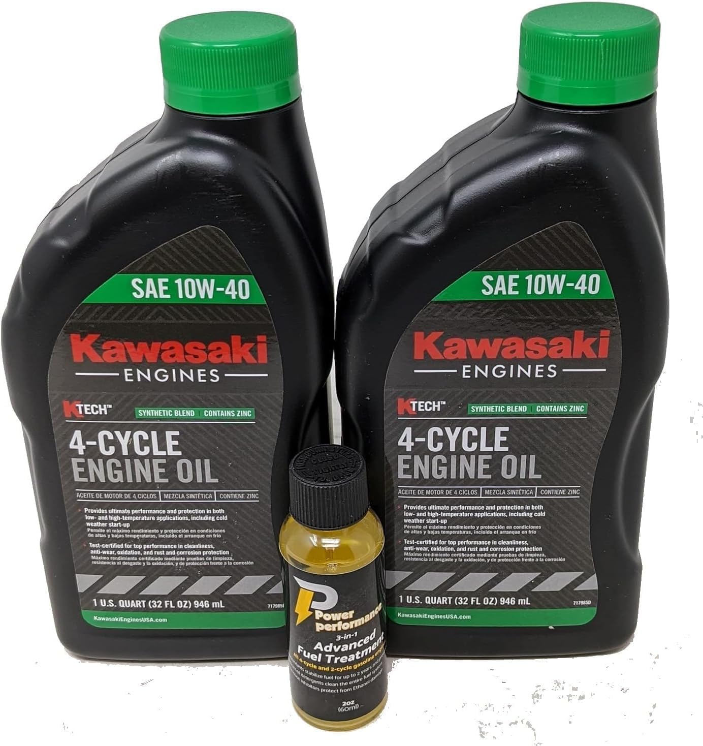 Kawasaki Pack of 2 99969-6296 SAE 10W-40 4-Cycle Engine Oil Quart and Fuel Treatment