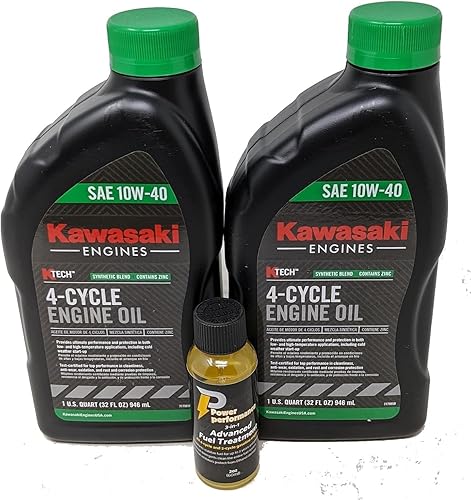 Kawasaki Paquete de 2 99969-6296 SAE 10W-40 de 4 ciclos de aceite de motor y tratamiento de combustible