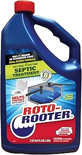 Roto-Rooter Dual Action Septic Treatment, Natural Enzymes Help Prevent Septic Buildup and Remove Odor, Safe for Septic Systems, Toilets, Pipes, Drains and Sinks, Professional Strength, 64 oz Bottle