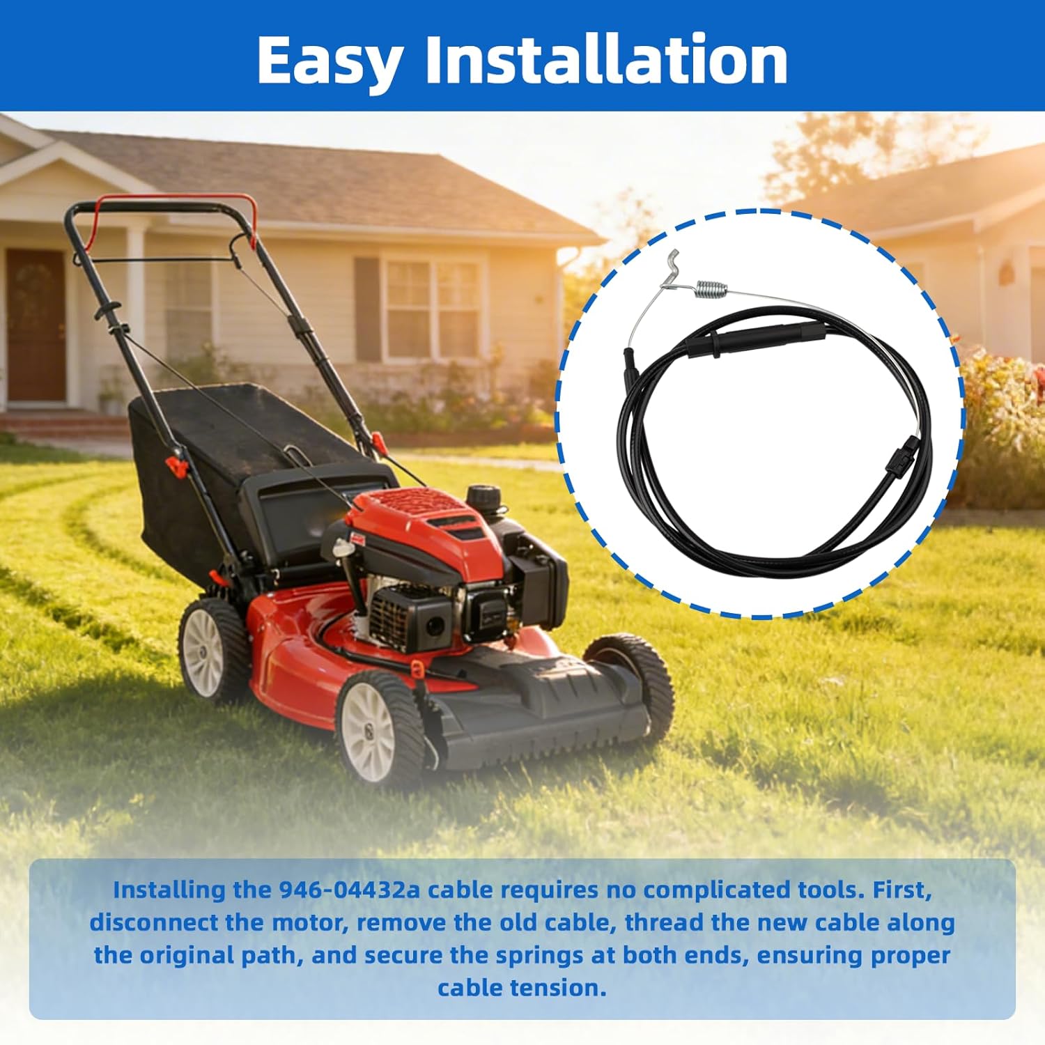 946-04432A Drive Control Cable Compatible with MTD,Troy Bilt, Craftsman ES CC550SP CC550SPES Lawn Mower Replace 746-04432A 746-04432 Lawn Mower Cable