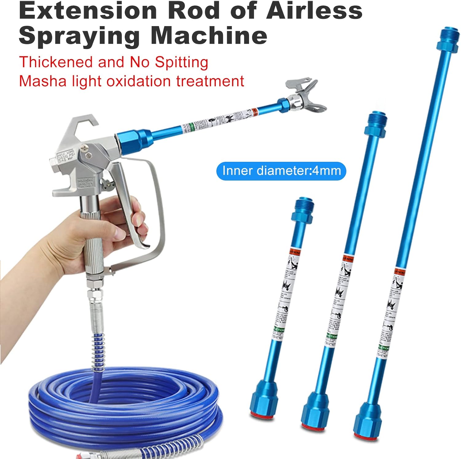 Airless Paint Sprayer Spray Gun Tip Extension Pole Rod 3 Pack Airless Sprayer Gun Spray Painting Wand 8inch 11.8inch 20inch