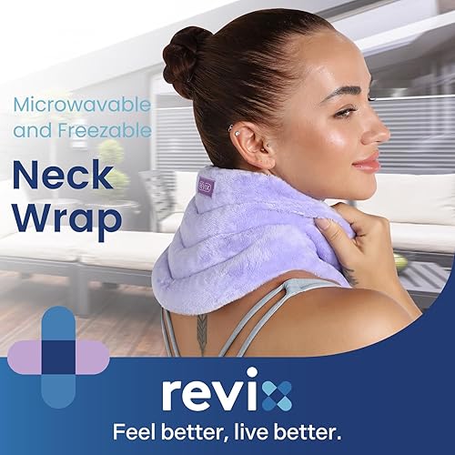 Miniatura 2 de REVIX Almohadilla térmica para el cuello para microondas, con calor húmedo para estrés, calentador de cuello para microondas para mujer, paquete